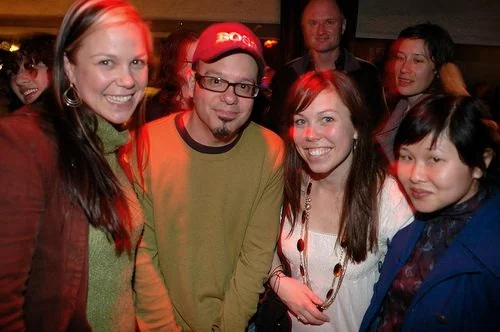 Willo, Ali and Mai with David Cross at the Noise Pop VIP Party, 2006