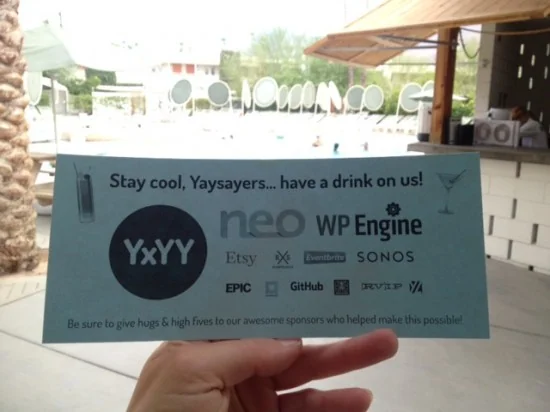 YxYY Drink tickets - thanks to our awesome sponsors!