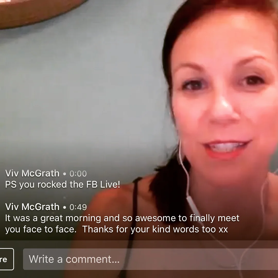 Screenshot of Willo’s Facebook Live after the event, with comments from attendee Viv McGrath