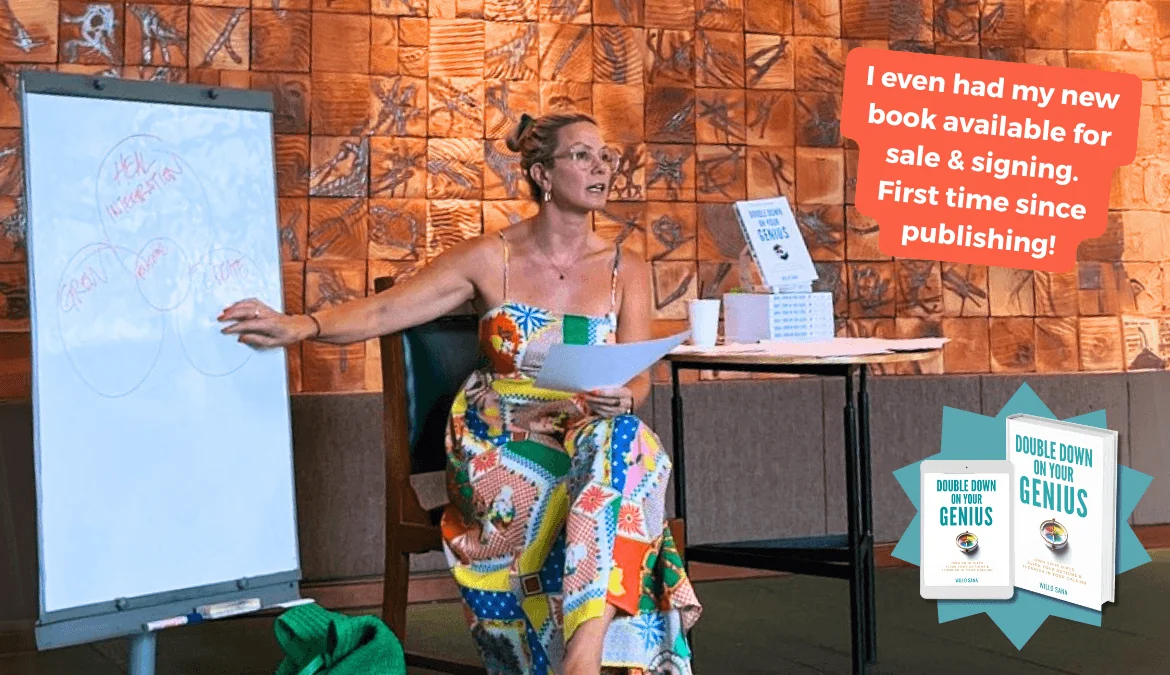 Willo Sana with her bestselling book available for sale and signing