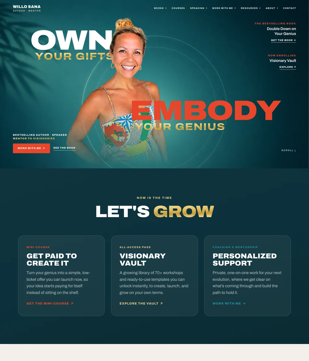 The willolovesyou.com homepage in 2026