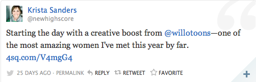 Krista Sanders on Twitter: starting the day with a creative boost from Willo, one of the most amazing women I've met this year by far